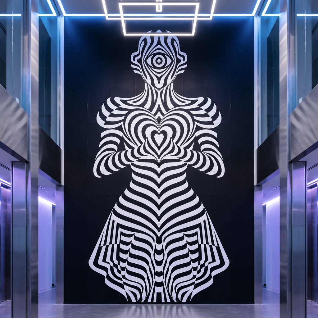 SYZYGY | 64-Print Hypnotic Female Op Art Mural | 1-Of-1