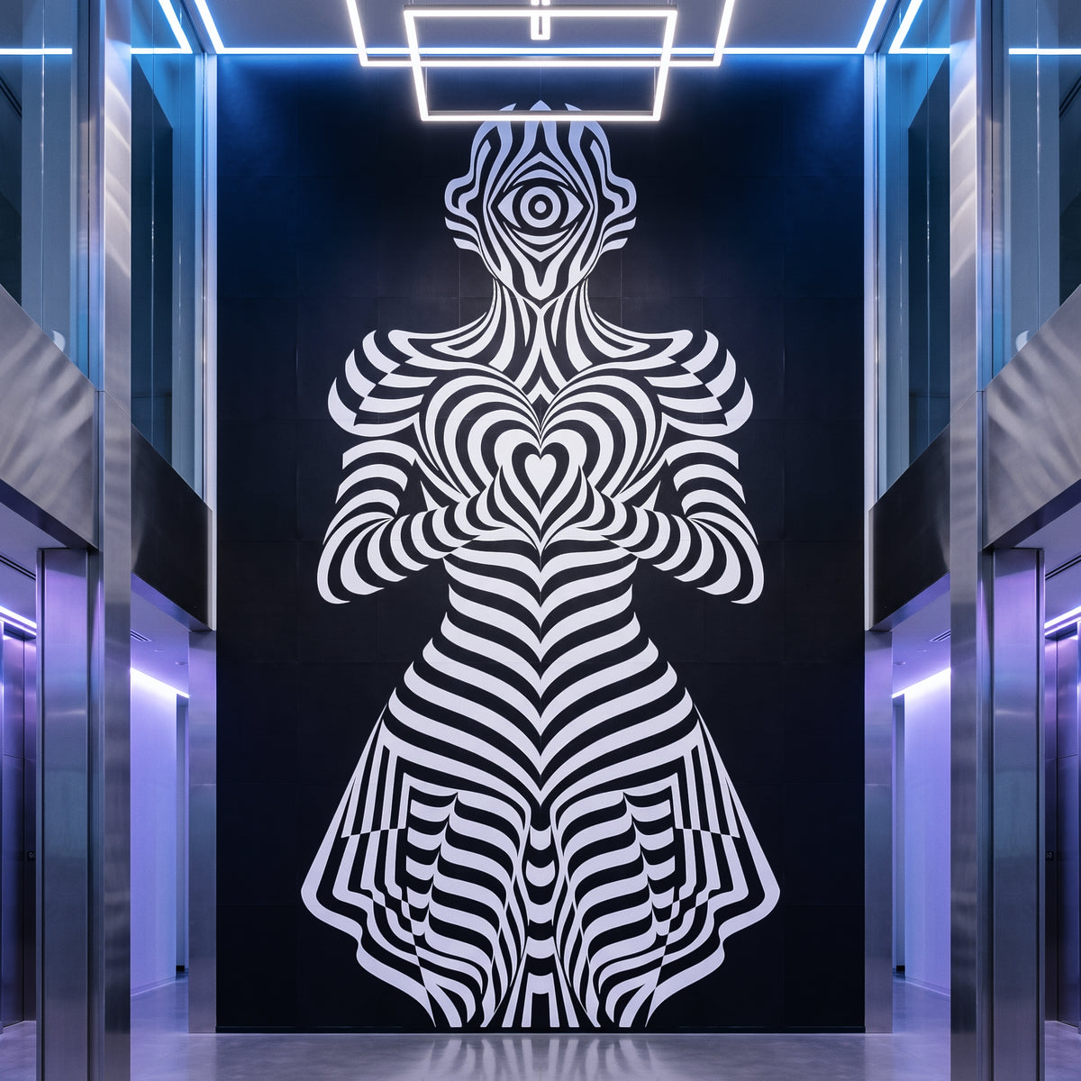SYZYGY | 64-Print Hypnotic Female Op Art Mural | 1-Of-1