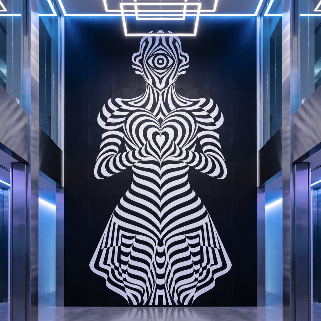 SYZYGY | 64-Print Hypnotic Female Op Art Mural | 1-Of-1