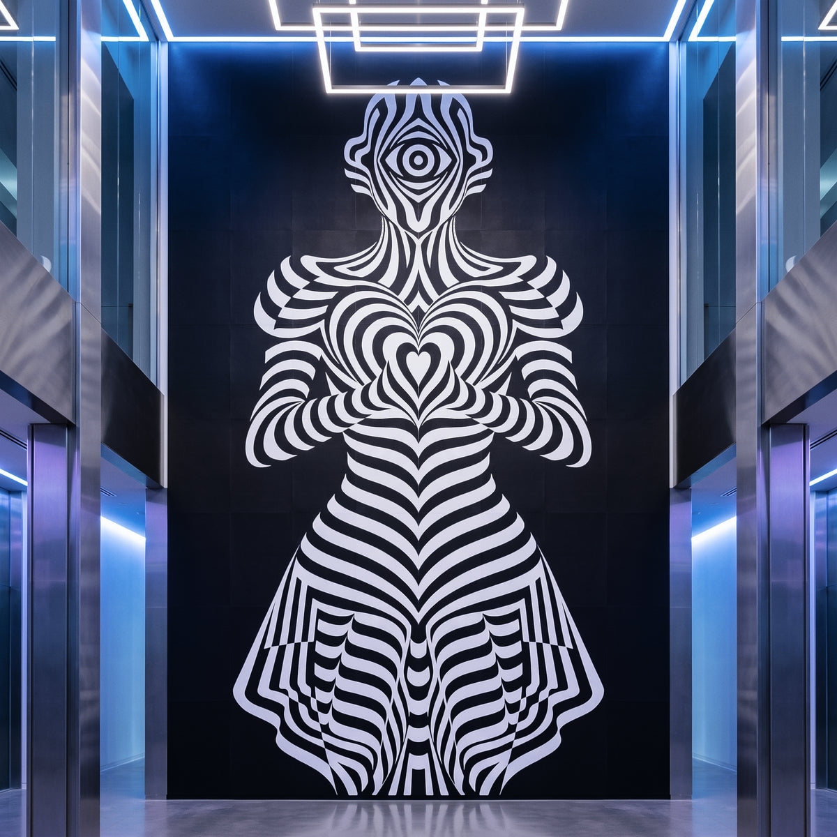 SYZYGY | Hypnotic Female Op Art 64-Print Mural | 1-Of-1 | 96K