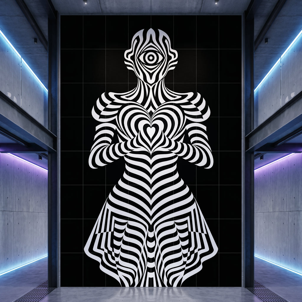 SYZYGY | 64-Print Hypnotic Female Op Art Mural | 1-Of-1