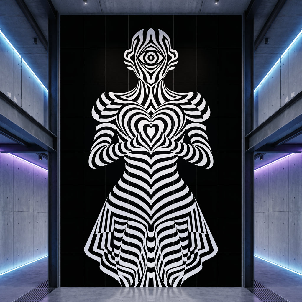 SYZYGY | 64-Print Hypnotic Female Op Art Mural | 1-Of-1