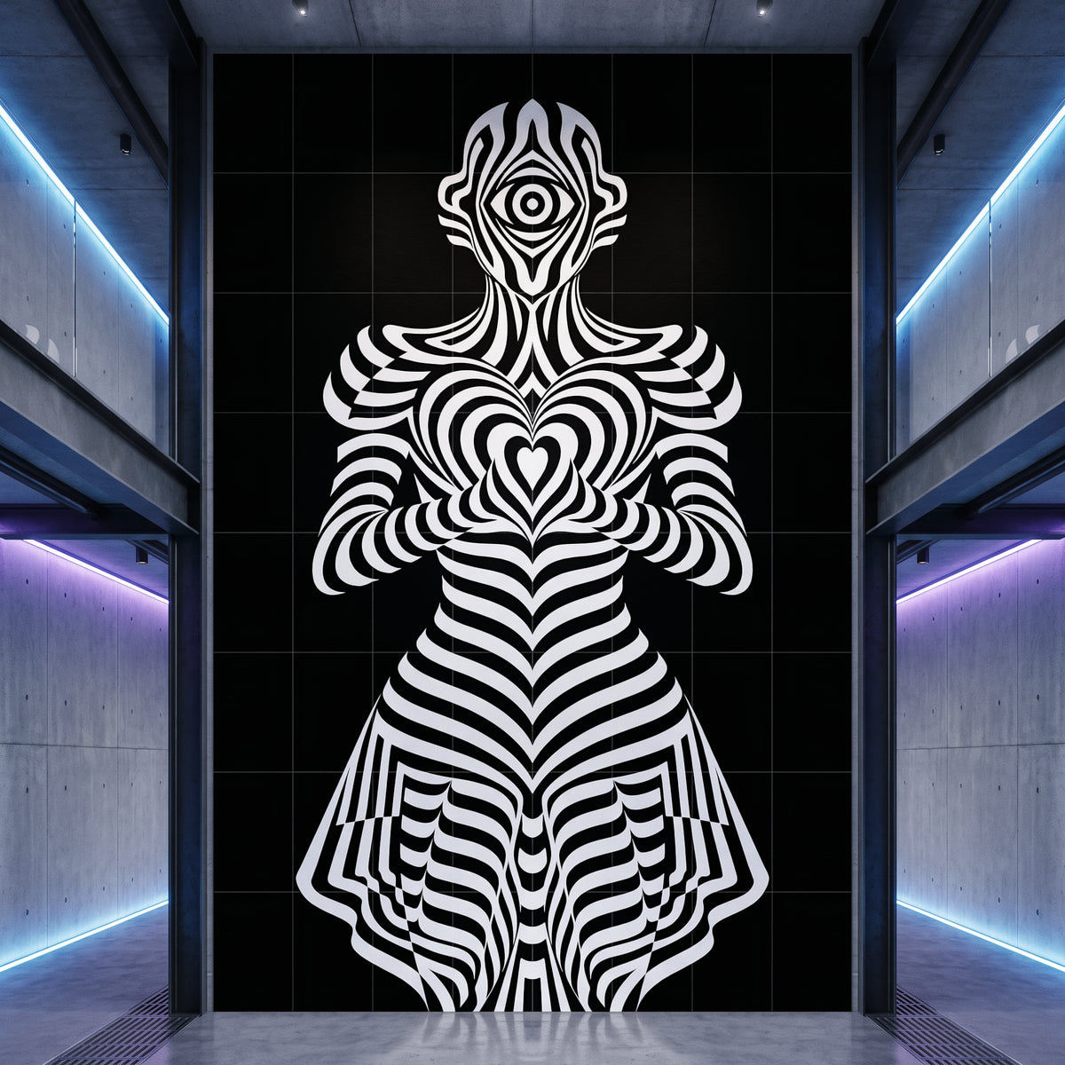 SYZYGY | 64-Print Hypnotic Female Op Art Mural | 1-Of-1