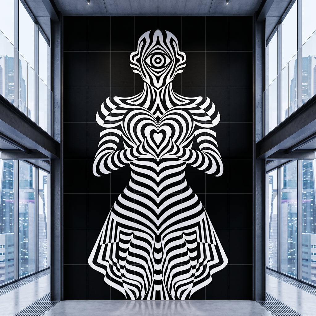 SYZYGY | 64-Print Hypnotic Female Op Art Mural | 1-Of-1