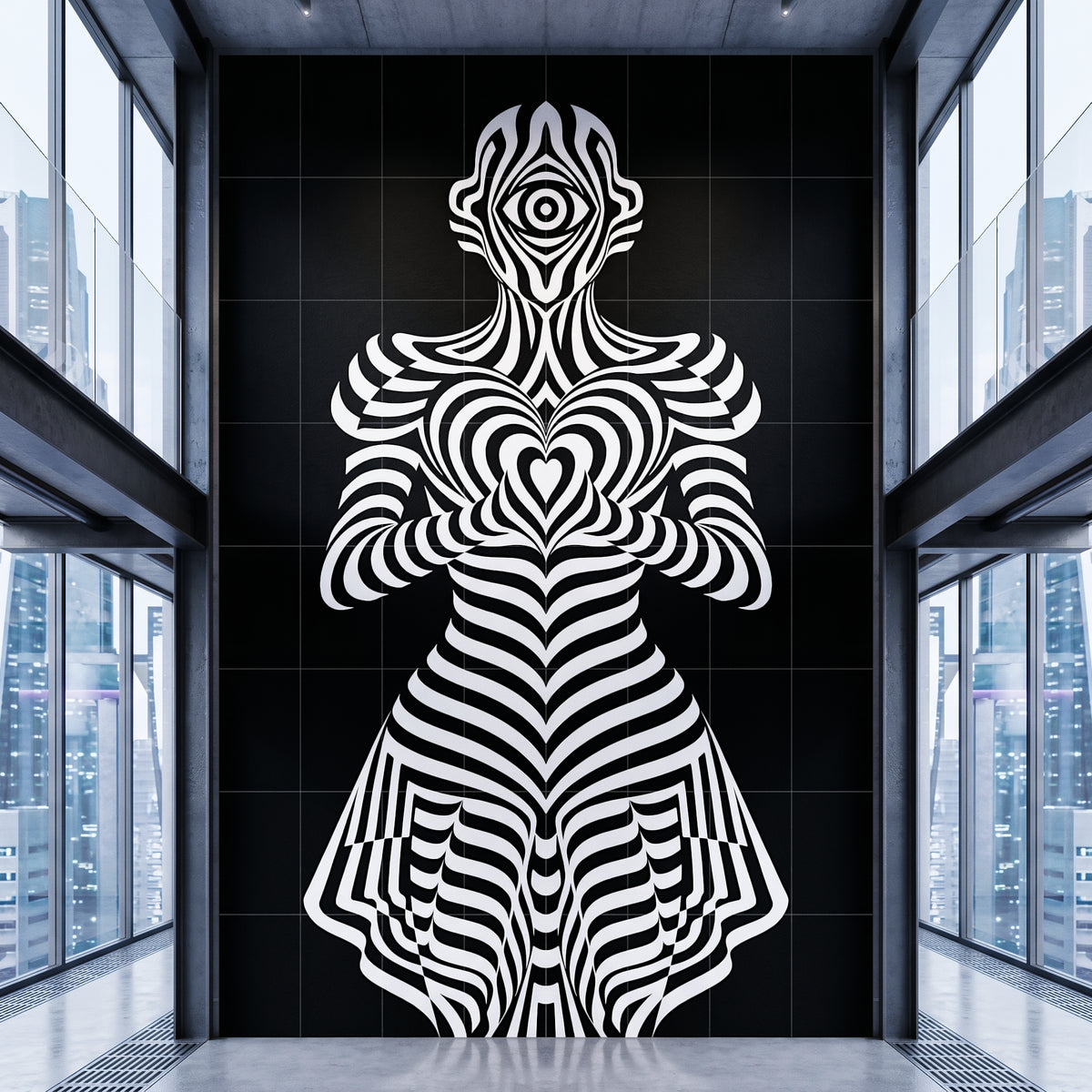 SYZYGY | 64-Print Hypnotic Female Op Art Mural | 1-Of-1