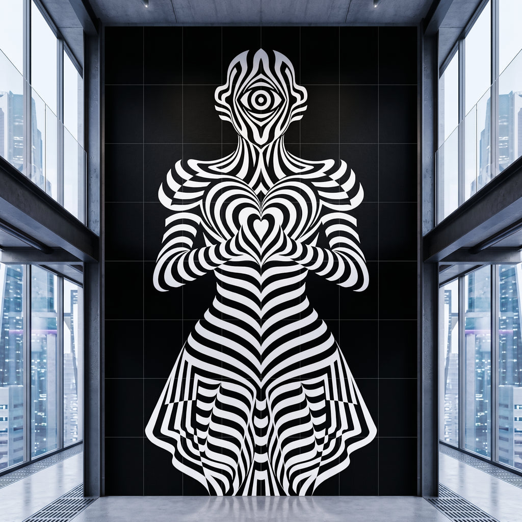 SYZYGY | 64-Print Hypnotic Female Op Art Mural | 1-Of-1