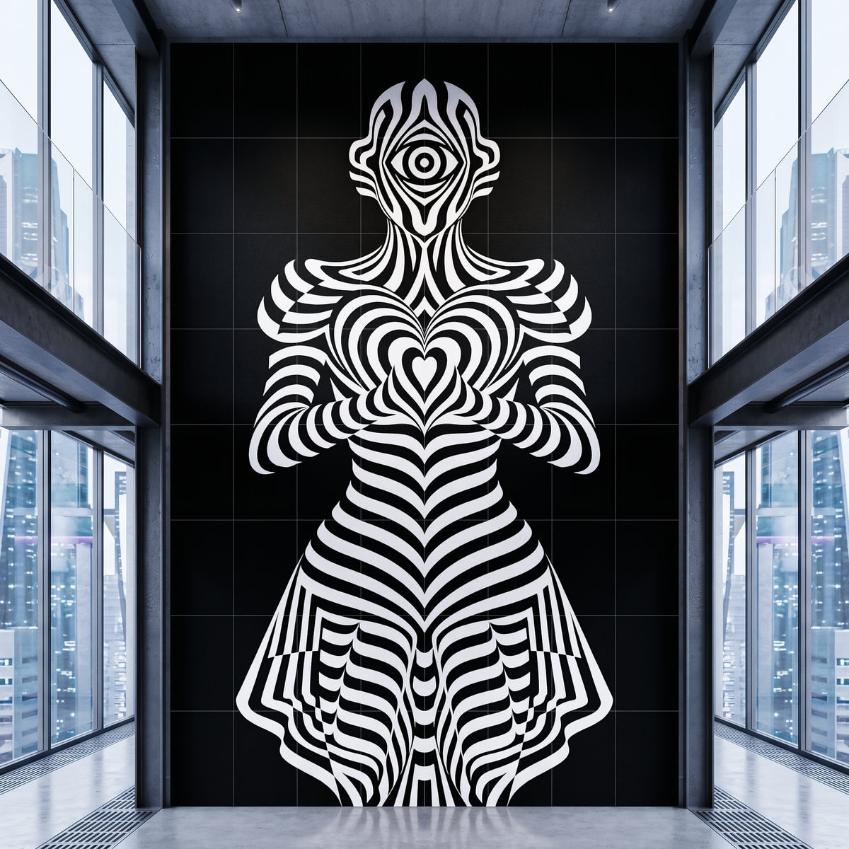 SYZYGY | 64-Print Hypnotic Female Op Art Mural | 1-Of-1