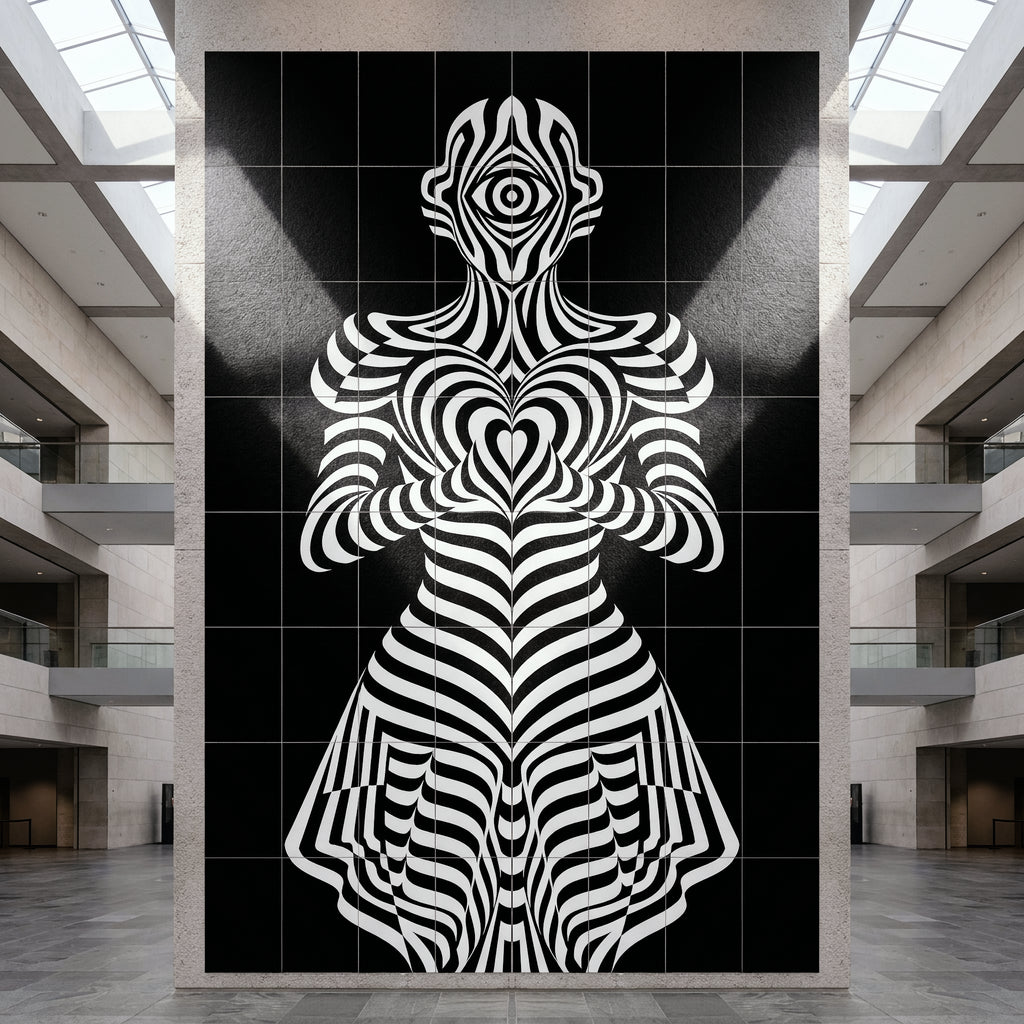 SYZYGY | Hypnotic Female Op-Art 64-Print Mural | 1-Of-1 | 96K