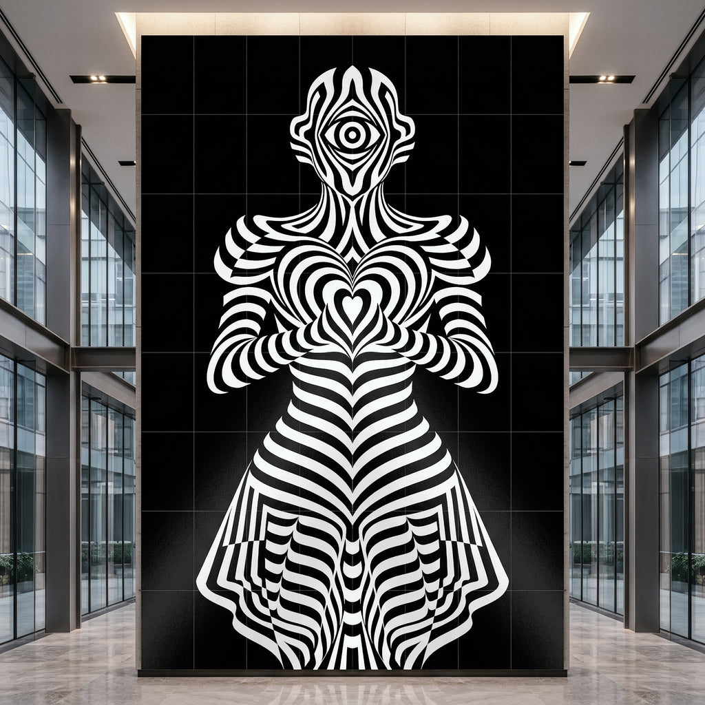SYZYGY | Hypnotic Female Op-Art 64-Print Mural | 1-Of-1 | 96K