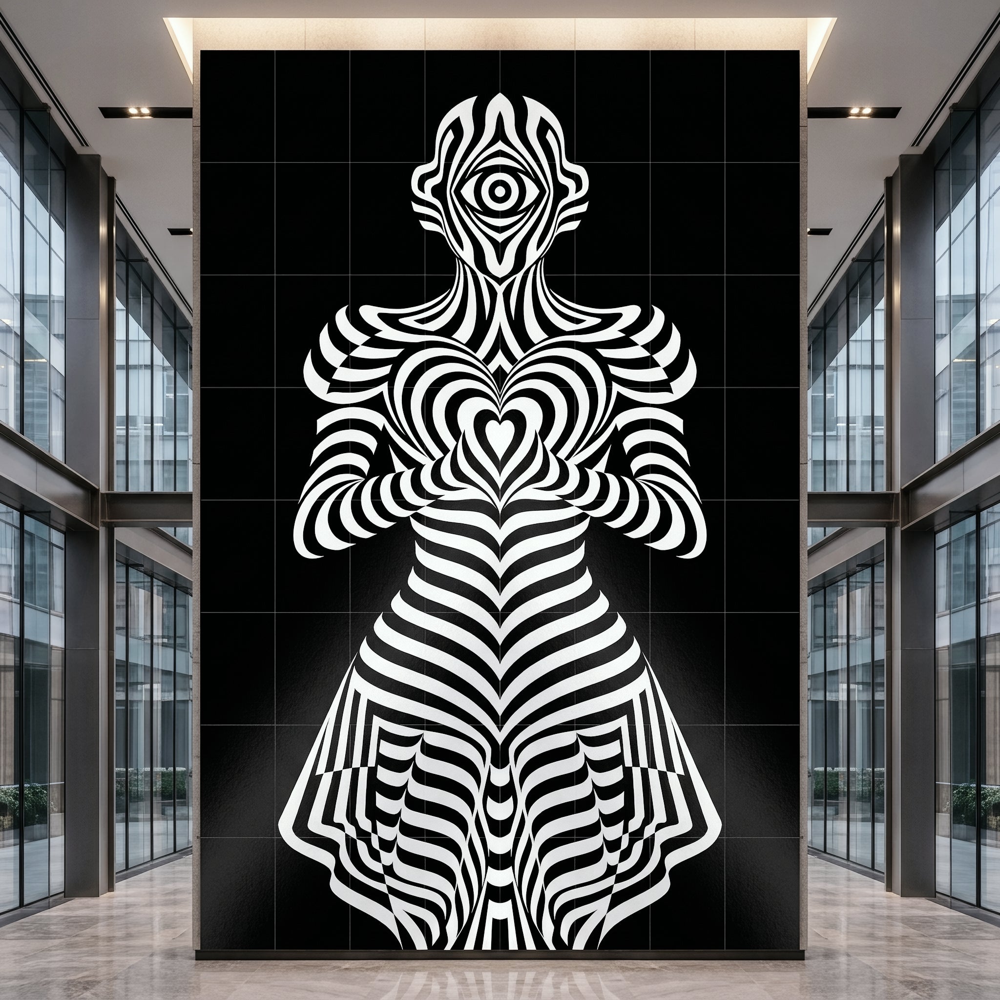 SYZYGY | Hypnotic Female Op-Art 64-Print Mural | 1-Of-1 | 96K