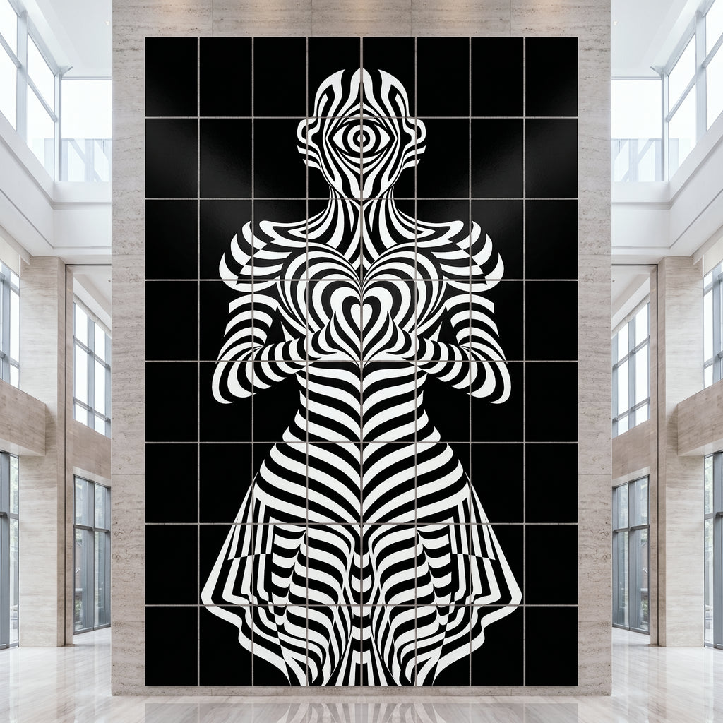 SYZYGY | Hypnotic Female Op-Art 64-Print Mural | 1-Of-1 | 96K