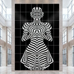 SYZYGY | Hypnotic Female Op-Art 64-Print Mural | 1-Of-1 | 96K