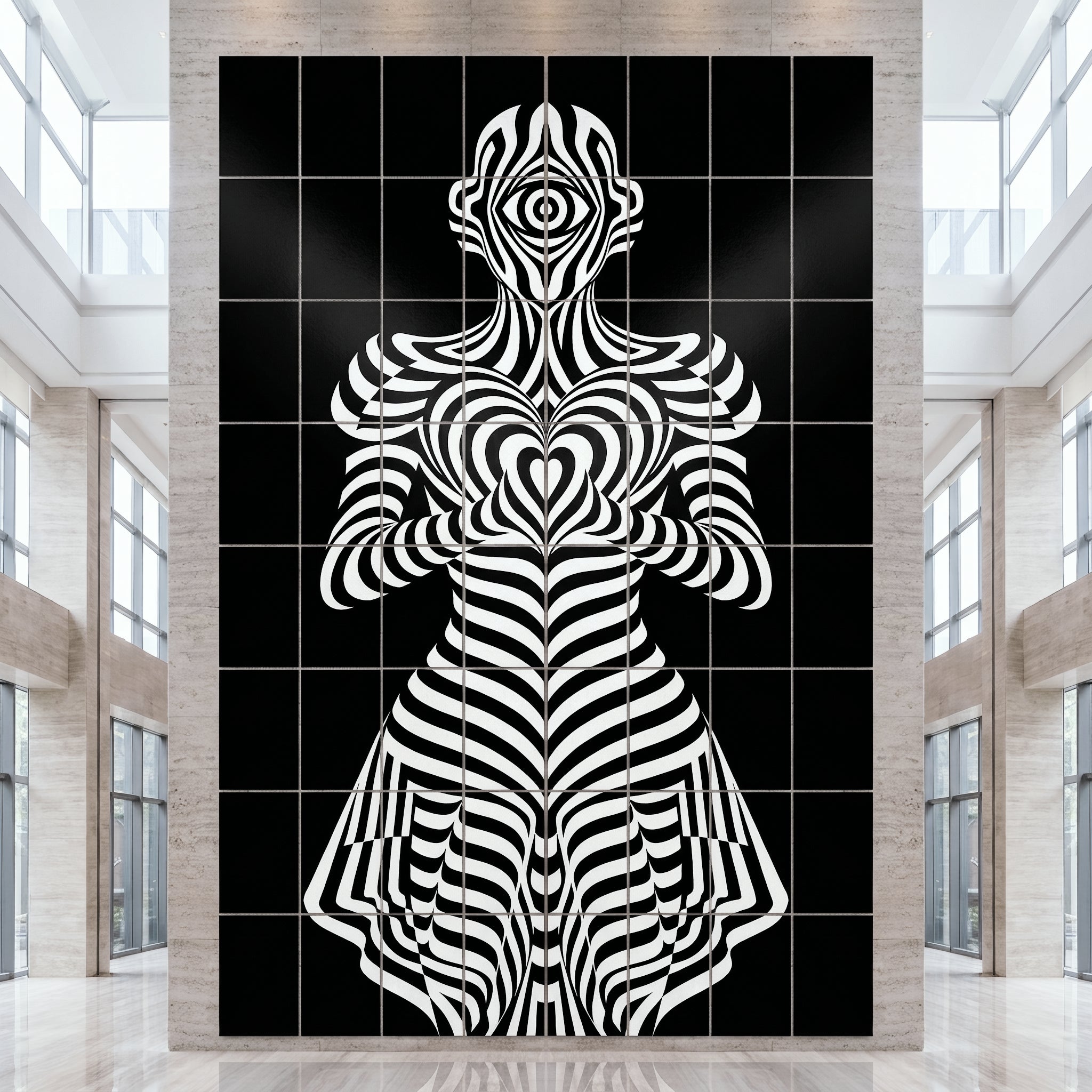SYZYGY | Hypnotic Female Op-Art 64-Print Mural | 1-Of-1 | 96K