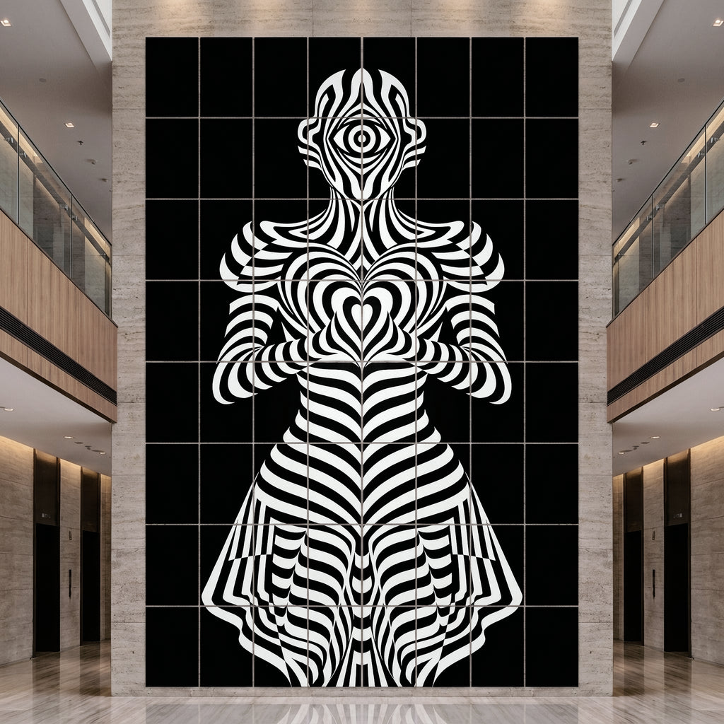 SYZYGY | Hypnotic Female Op-Art 64-Print Mural | 1-Of-1 | 96K