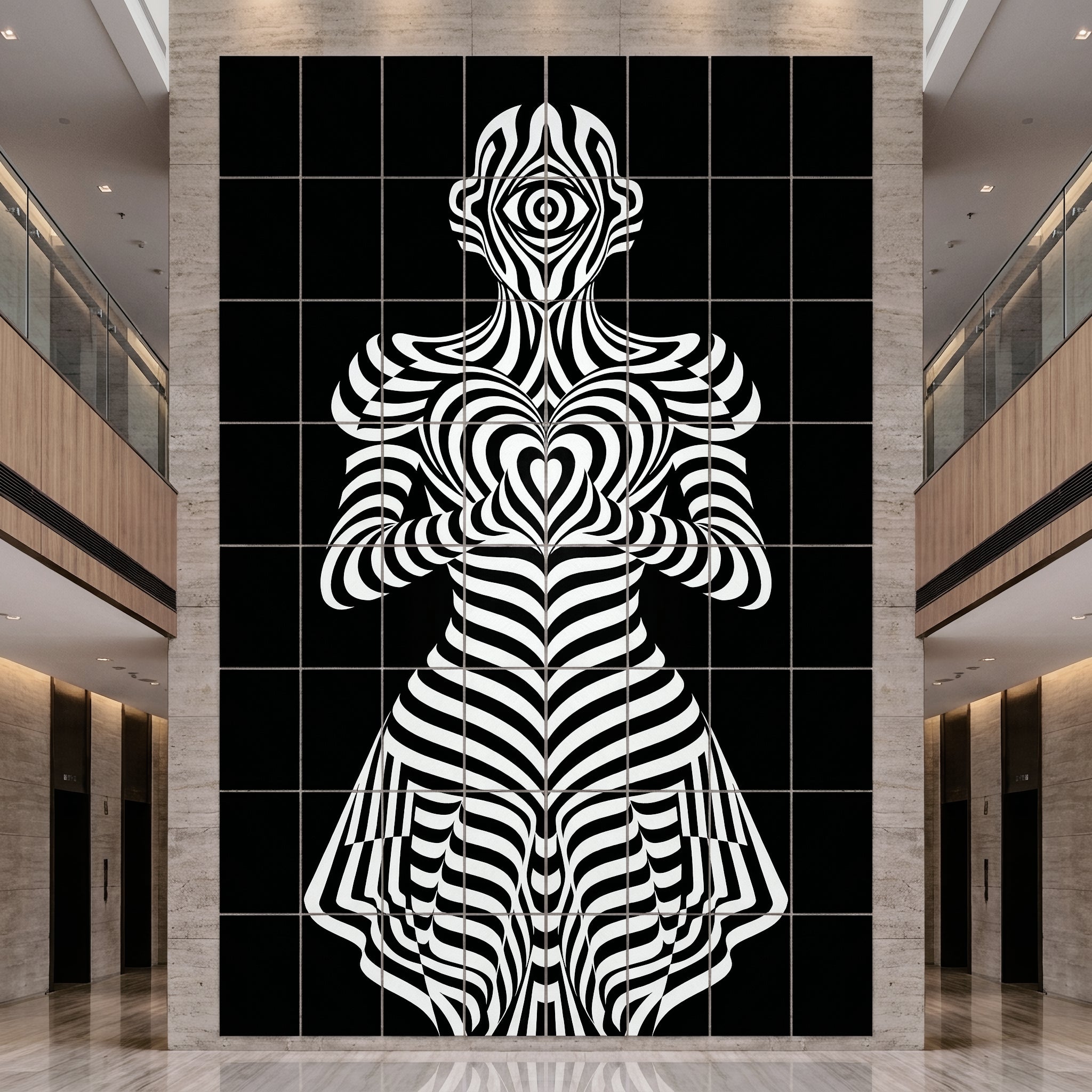 SYZYGY | Hypnotic Female Op-Art 64-Print Mural | 1-Of-1 | 96K