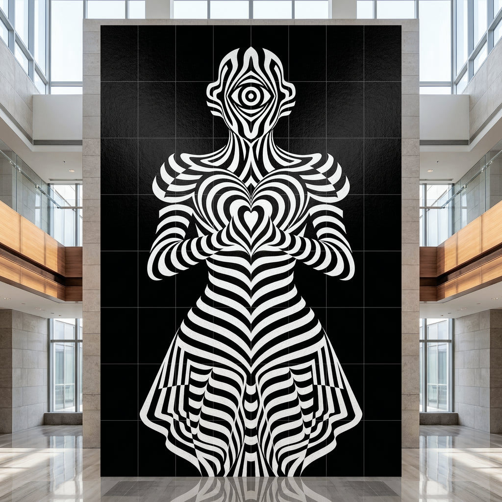 SYZYGY | Hypnotic Female Op-Art 64-Print Mural | 1-Of-1 | 96K