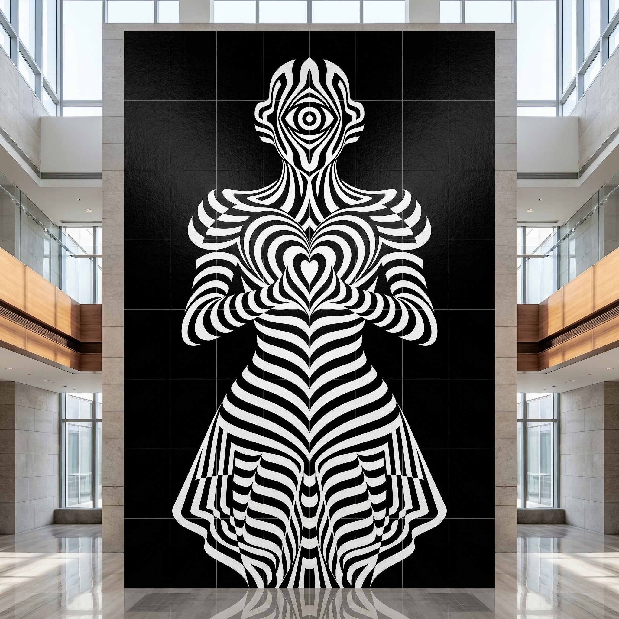 SYZYGY | Hypnotic Female Op-Art 64-Print Mural | 1-Of-1 | 96K