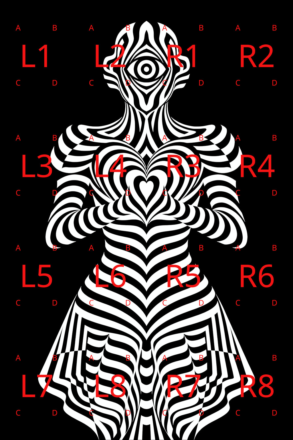 SYZYGY | Hypnotic Female Op-Art 64-Print Mural | 1-Of-1 | 96K