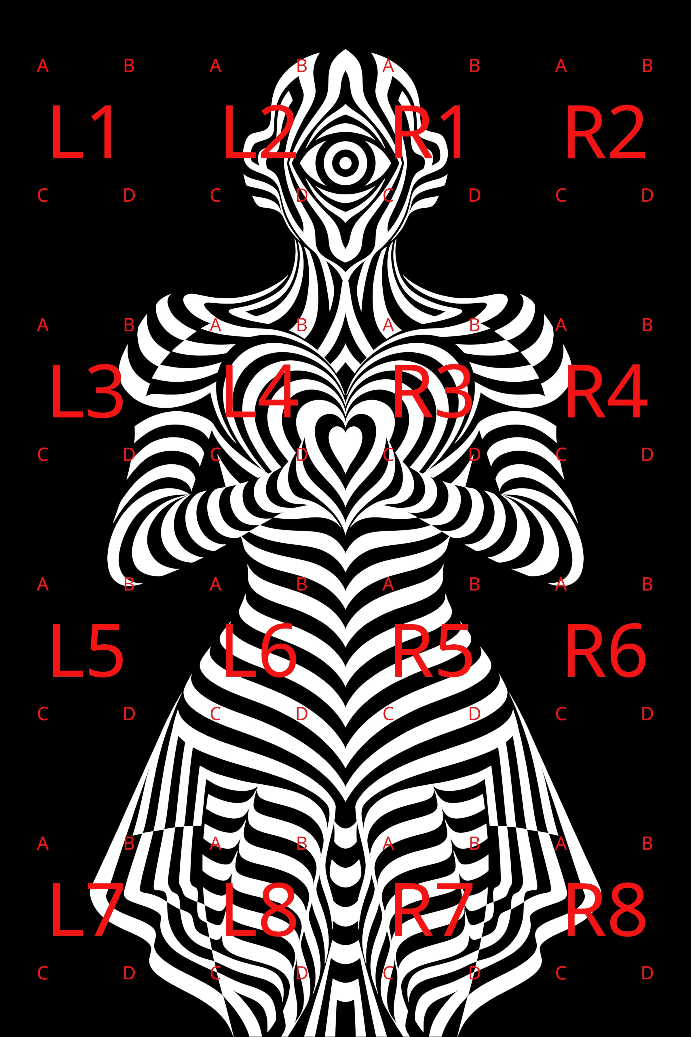 SYZYGY | Hypnotic Female Op-Art 64-Print Mural | 1-Of-1 | 96K
