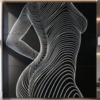 TEMPO | Dynamic Poised Female Silhouette Op Art | Luxury Multi-Print Wall Art | 1-Of-1