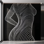 TEMPO | Dynamic Poised Female Silhouette Op Art | Luxury Multi-Print Wall Art | 1-Of-1