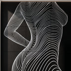 TEMPO | Dynamic Poised Female Silhouette Op Art | Luxury Multi-Print Wall Art | 1-Of-1