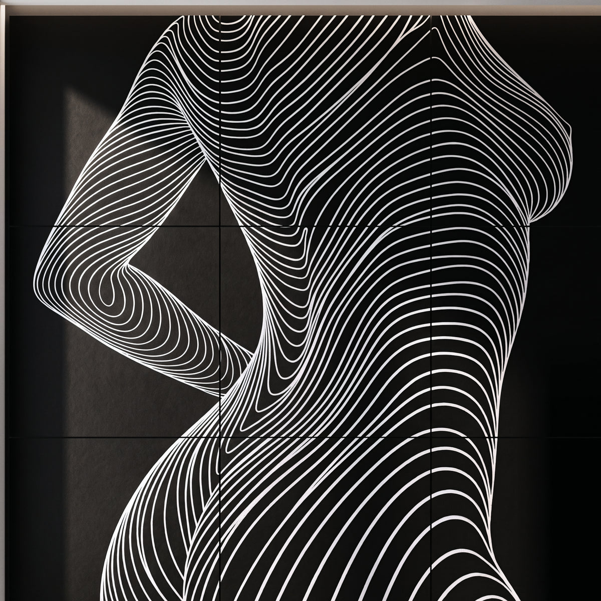 TEMPO | Dynamic Poised Female Silhouette Op Art | Luxury Multi-Print Wall Art | 1-Of-1