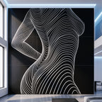 TEMPO | Dynamic Poised Female Silhouette Op Art | Luxury Multi-Print Wall Art | 1-Of-1