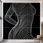 TEMPO | Dynamic Poised Female Silhouette Op Art | Luxury Multi-Print Wall Art | 1-Of-1