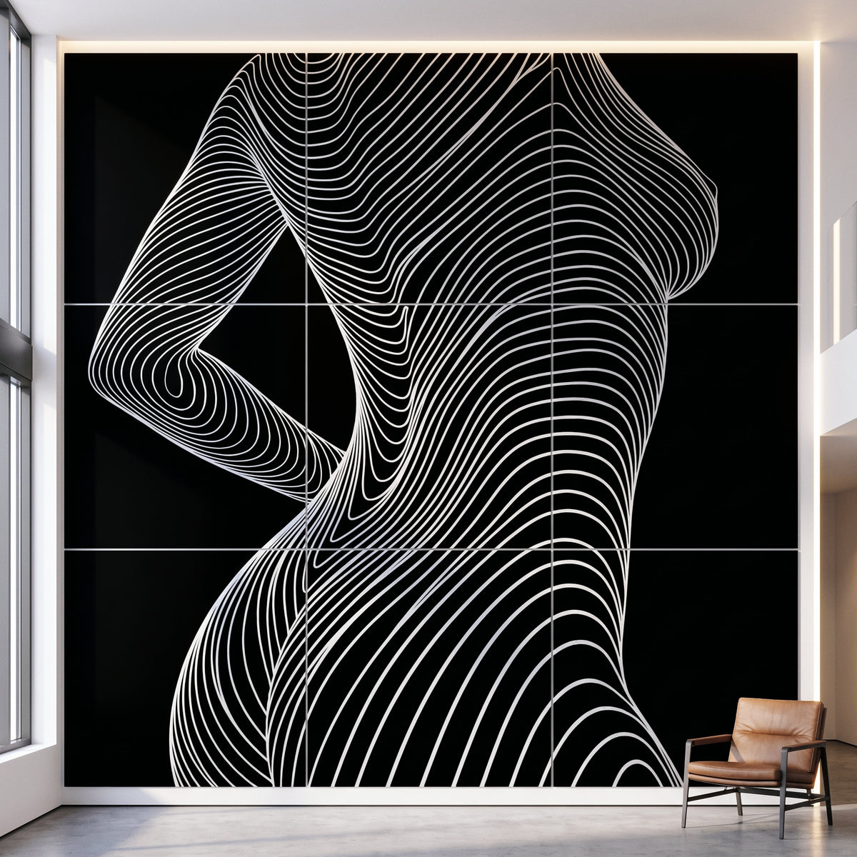 TEMPO | Dynamic Poised Female Silhouette Op Art | Luxury Multi-Print Wall Art | 1-Of-1