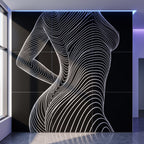 TEMPO | Dynamic Poised Female Silhouette Op Art | Luxury Multi-Print Wall Art | 1-Of-1