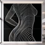 TEMPO | Dynamic Poised Female Silhouette Op Art | Luxury Multi-Print Wall Art | 1-Of-1