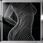 TEMPO | Dynamic Poised Female Silhouette Op Art | Luxury Multi-Print Wall Art | 1-Of-1