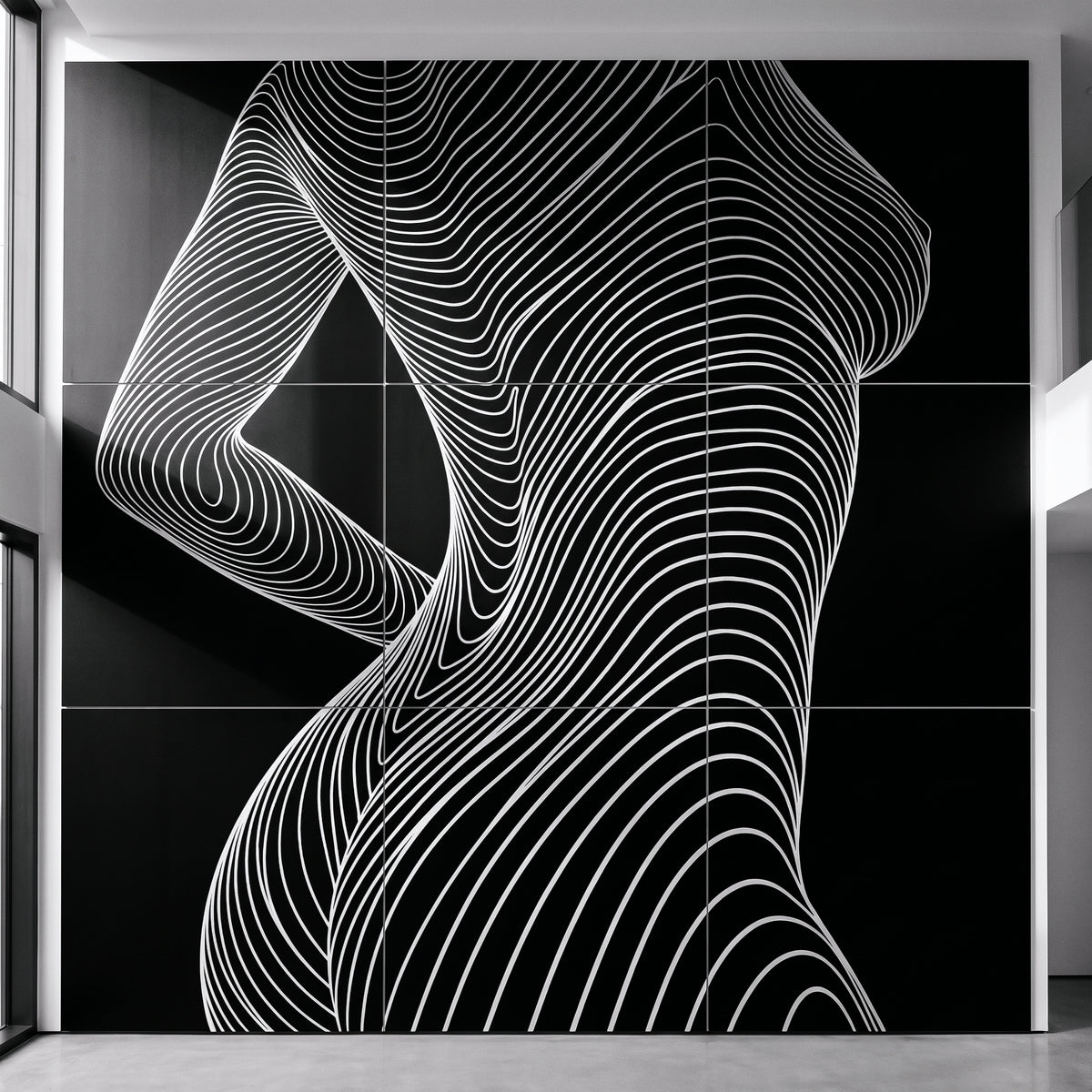TEMPO | Dynamic Poised Female Silhouette Op Art | Luxury Multi-Print Wall Art | 1-Of-1