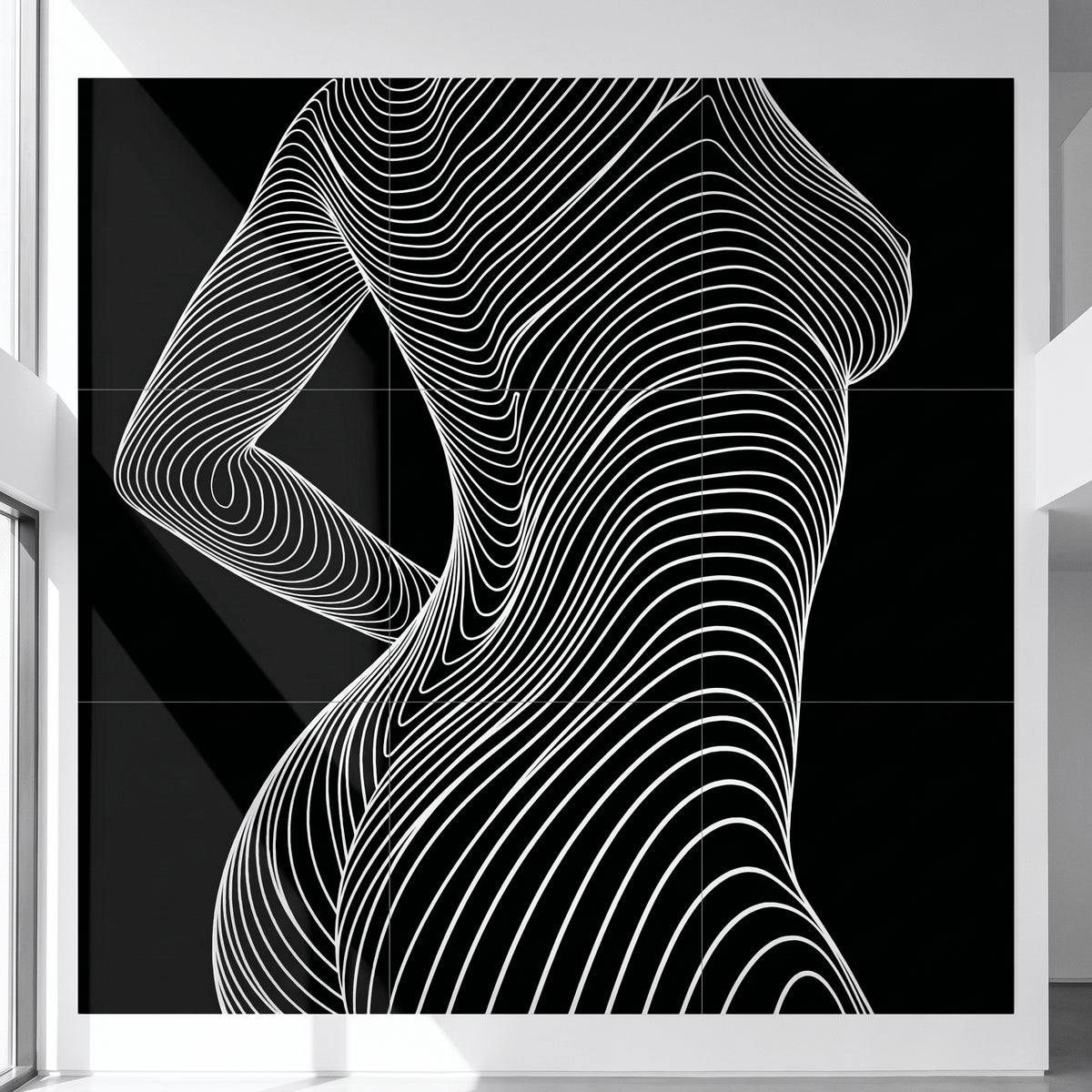 TEMPO | Dynamic Poised Female Silhouette Op Art | Luxury Multi-Print Wall Art | 1-Of-1