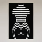 UNDERSCORE | Minimalist Female Figure Op Art Print | Black and White Modern Abstract Wall Art