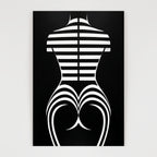 UNDERSCORE | Minimalist Female Figure Op Art Print | Black and White Modern Abstract Wall Art