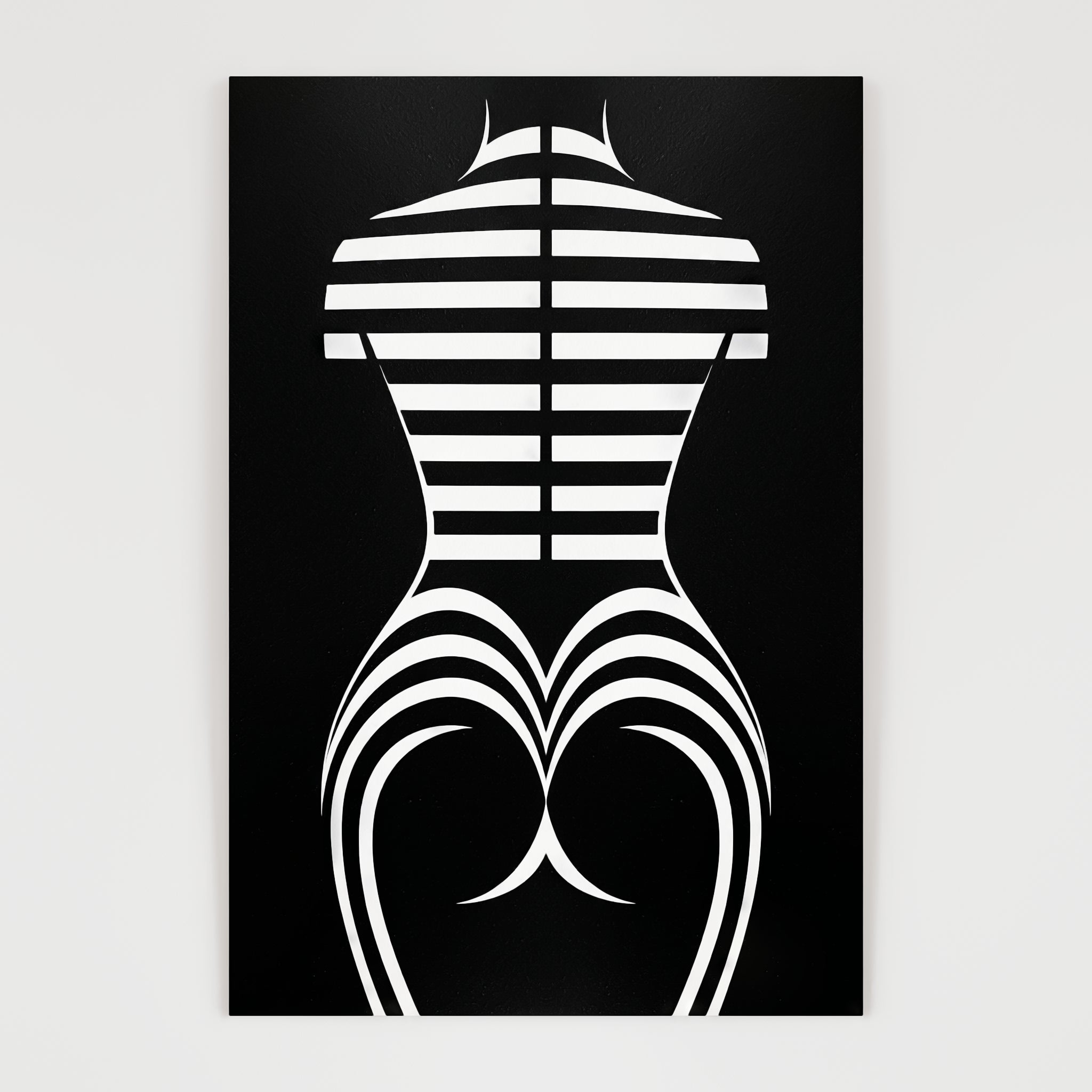 UNDERSCORE | Minimalist Female Figure Op Art Print | Black and White Modern Abstract Wall Art