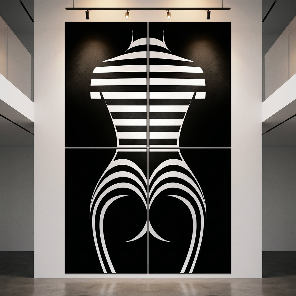 UNDERSCORE | Modern Minimalist B&W Female Op Art | Luxury Multi-Print Wall Art