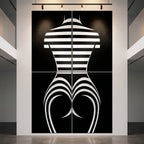 UNDERSCORE | Modern Minimalist B&W Female Op Art | Luxury Multi-Print Wall Art