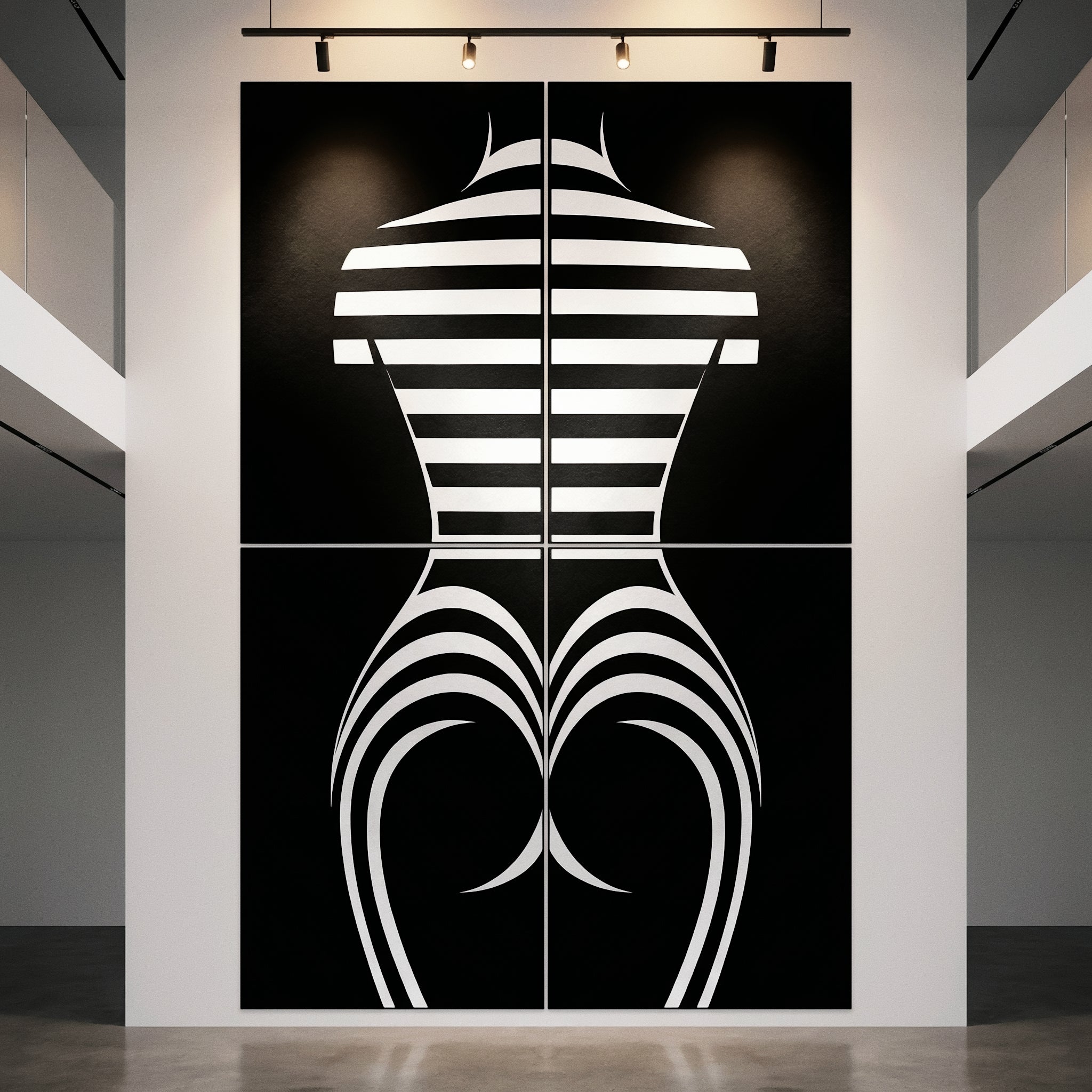 UNDERSCORE | Modern Minimalist B&W Female Op Art | Luxury Multi-Print Wall Art