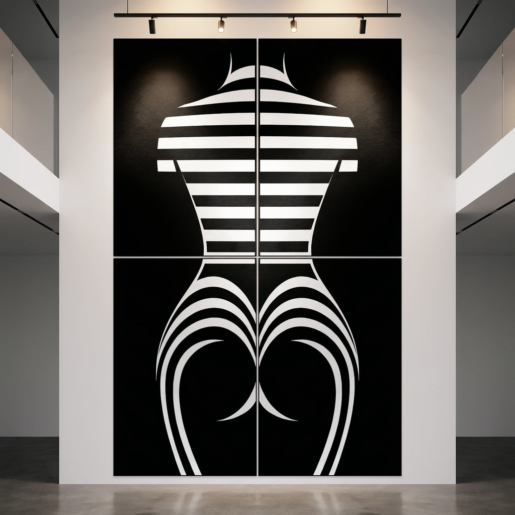 UNDERSCORE | Modern Minimalist B&W Female Op Art | Luxury Multi-Print Wall Art