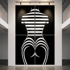 UNDERSCORE | Modern Minimalist B&W Female Op Art | Luxury Multi-Print Wall Art