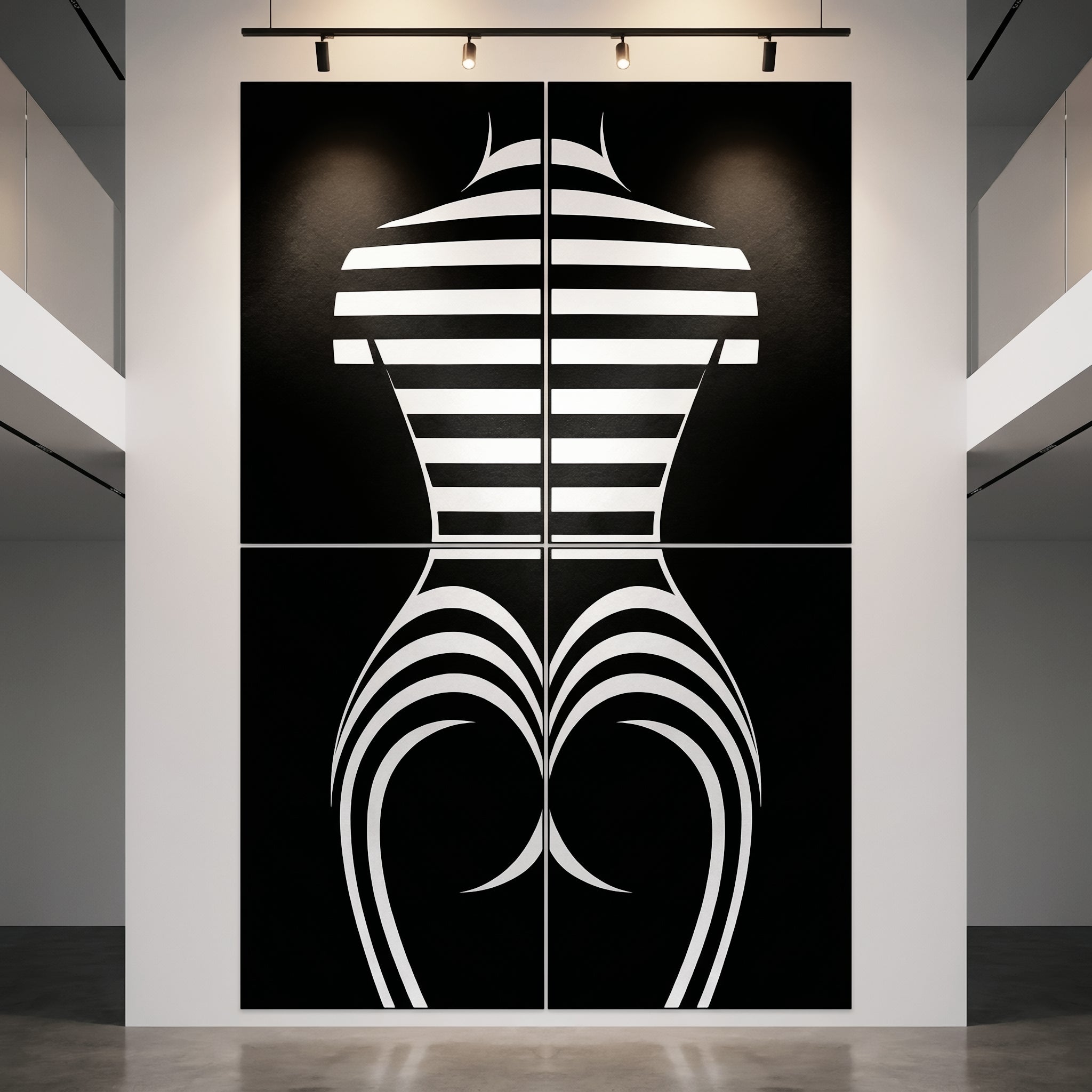UNDERSCORE | Modern Minimalist B&W Female Op Art | Luxury Multi-Print Wall Art
