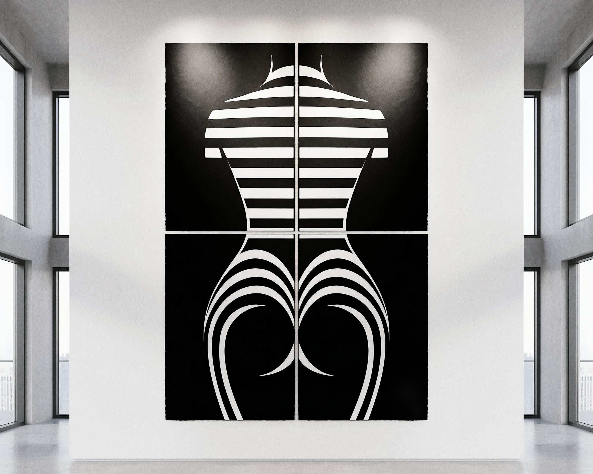 UNDERSCORE | Modern Minimalist B&W Female Op Art | Luxury Multi-Print Wall Art