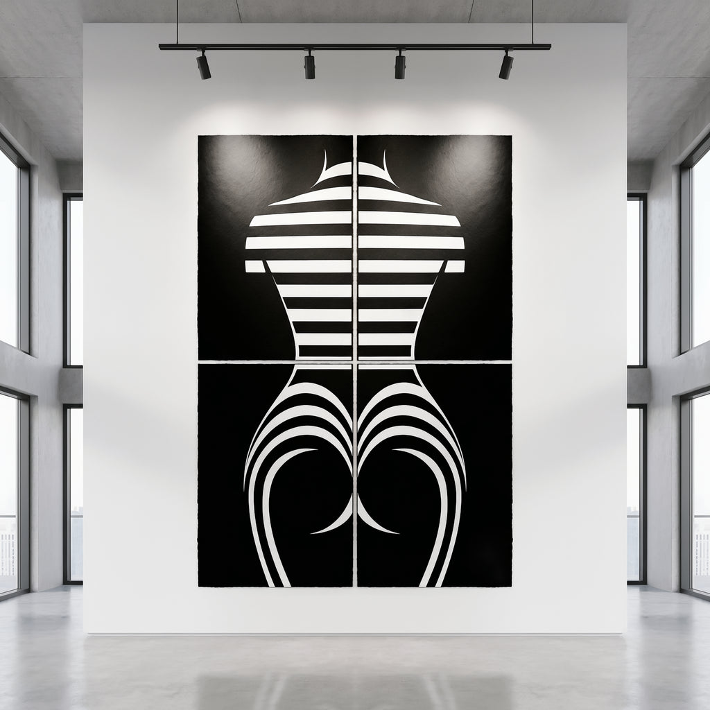 UNDERSCORE | Modern Minimalist B&W Female Op Art | Luxury Multi-Print Wall Art