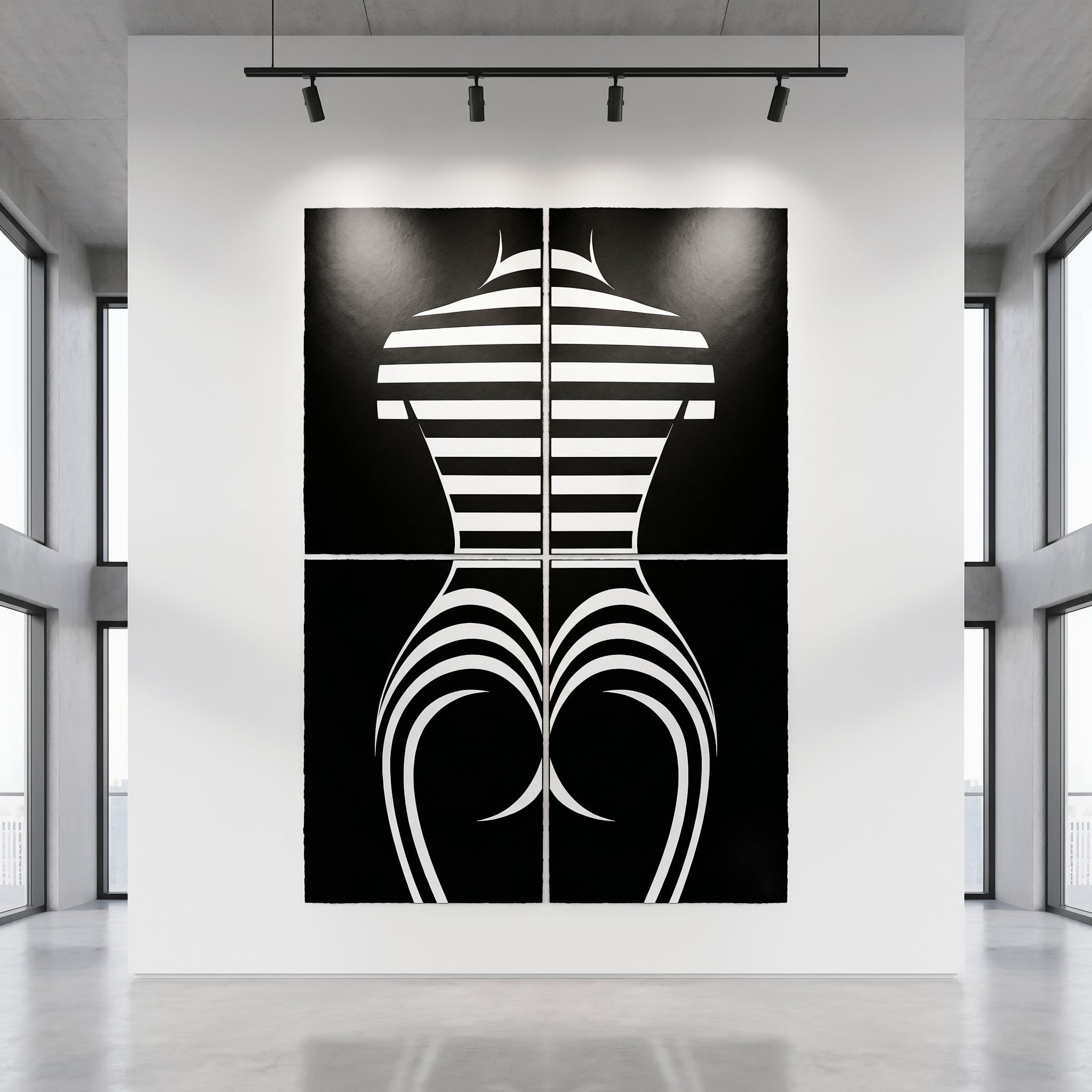 UNDERSCORE | Modern Minimalist B&W Female Op Art | Luxury Multi-Print Wall Art
