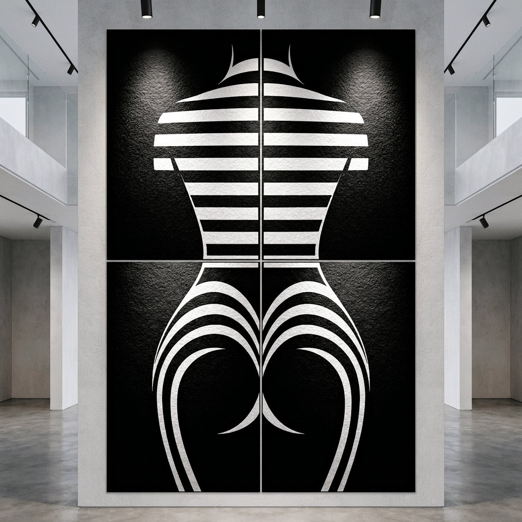 UNDERSCORE | Modern Minimalist B&W Female Op Art | Luxury Multi-Print Wall Art