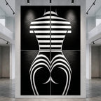 UNDERSCORE | Modern Minimalist B&W Female Op Art | Luxury Multi-Print Wall Art