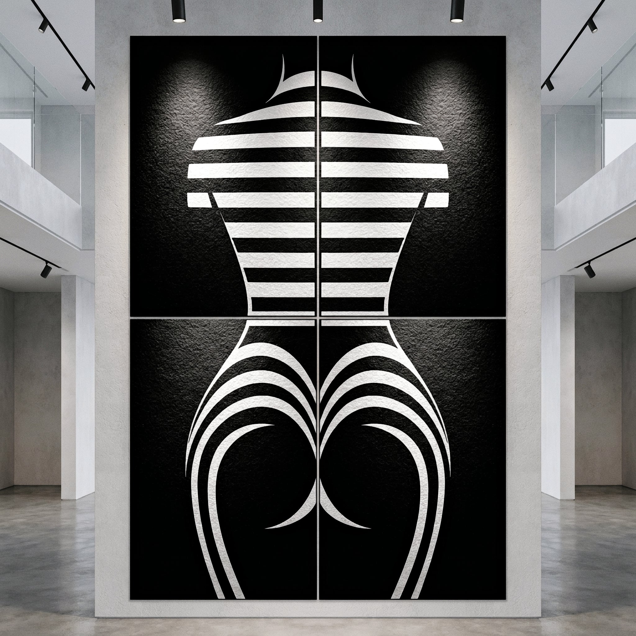 UNDERSCORE | Modern Minimalist B&W Female Op Art | Luxury Multi-Print Wall Art